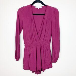 Lovers +  Friends Long Sleeve Burgundy Romper XS